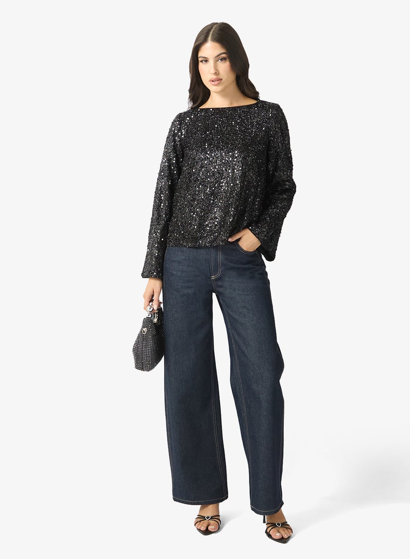 فيرو مودا بلوزة بأكمام طويلة بتفاصيل فيونكة من مجموعة - Image 4