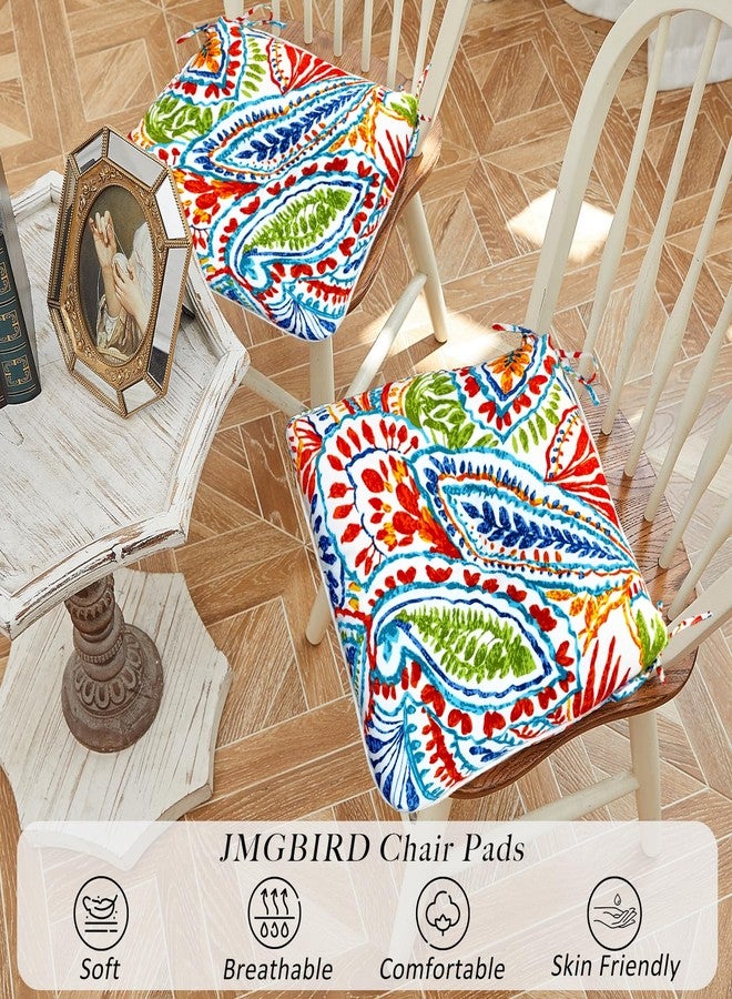 JMGBird Pack of 4 Square Chair Cushions - Water-Resistant Dining Chair Pads 16"x16"x4" Paisley Pattern for Indoor/Outdoor Patio Furniture - Image 5