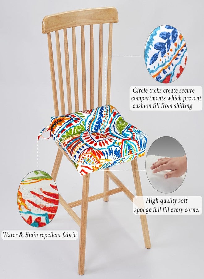 JMGBird Pack of 4 Square Chair Cushions - Water-Resistant Dining Chair Pads 16"x16"x4" Paisley Pattern for Indoor/Outdoor Patio Furniture - Image 4