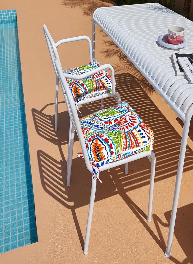JMGBird Pack of 4 Square Chair Cushions - Water-Resistant Dining Chair Pads 16"x16"x4" Paisley Pattern for Indoor/Outdoor Patio Furniture - Image 3