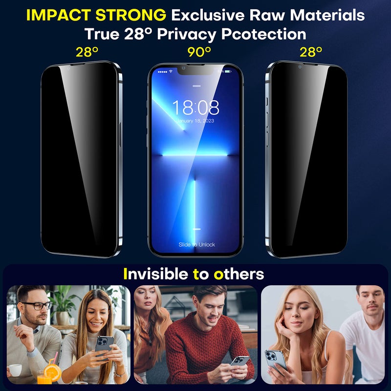 ImpactStrong Anti-Spy Privacy Screen Protector for iPhone 14 Plus/iPhone 13 Pro Max (6.7-Inch), 9H Tempered Glass, Shatter-Resistant, Anti-Scratch, Easy Install Kit, Case Friendly, 2-Pack - Image 5