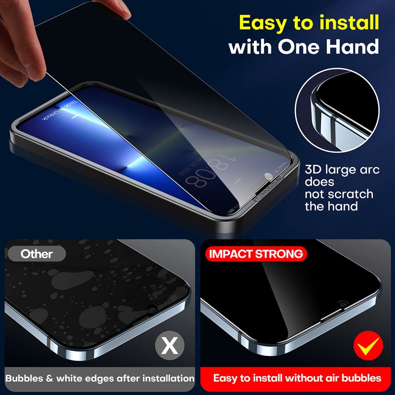 ImpactStrong Anti-Spy Privacy Screen Protector for iPhone 14 Plus/iPhone 13 Pro Max (6.7-Inch), 9H Tempered Glass, Shatter-Resistant, Anti-Scratch, Easy Install Kit, Case Friendly, 2-Pack - Image 4