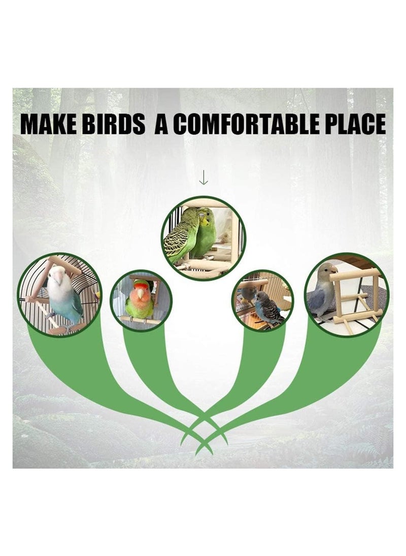 SYOSI 2 Pcs Parrot Bird Mirror Bird Stand Perch with Mirror Birdcage Perches Mirror Chew Toy Cockatoo Cage Wood Toy for African Grey Macaw Parakeet Cockatiels Conure Lovebirds  - Image 5