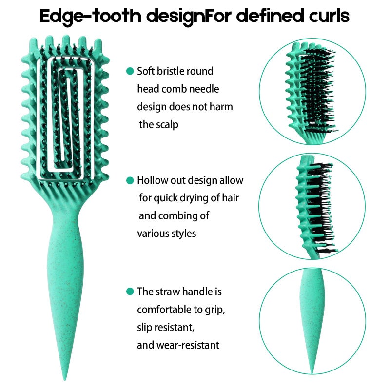 MMBVSZ Curly Hair Brush Candybrush Curl Defining Brush for Detangling Shaping and Defining Curls for Women, Men, Wet & Dry Hair (Green) - Image 2