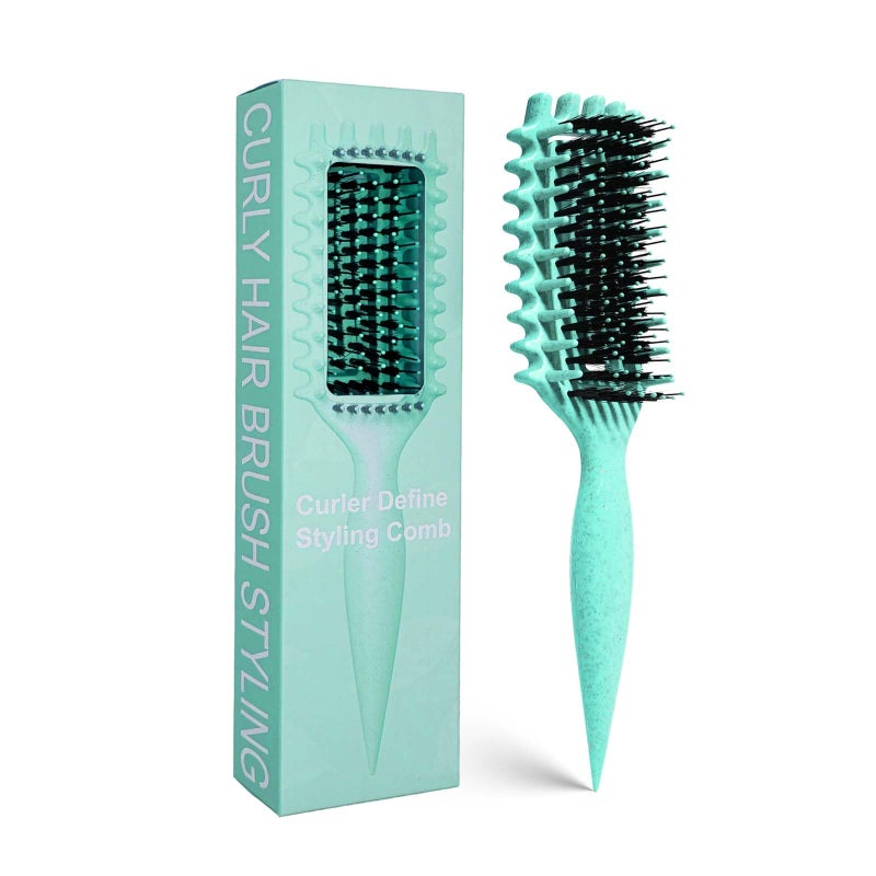 MMBVSZ Curly Hair Brush Candybrush Curl Defining Brush for Detangling Shaping and Defining Curls for Women, Men, Wet & Dry Hair (Green) - Image 1