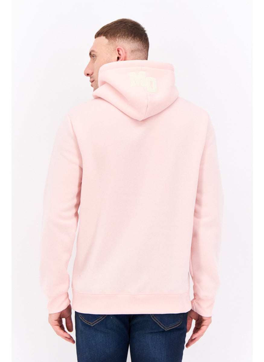 MEMBERS ONLY - Men Hooded Embroidered Logo Long Sleeves Sweatshirt, Pink - Image 1