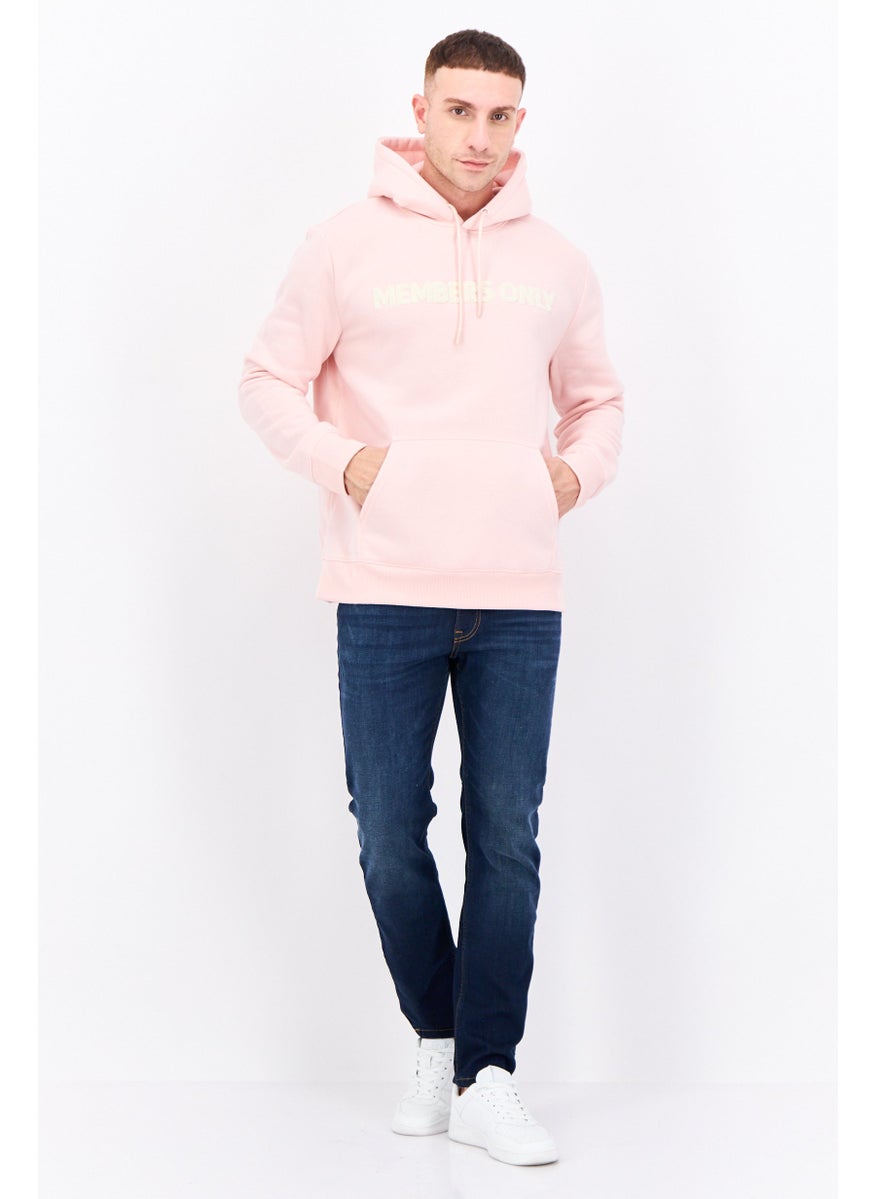 MEMBERS ONLY - Men Hooded Embroidered Logo Long Sleeves Sweatshirt, Pink - Image 1