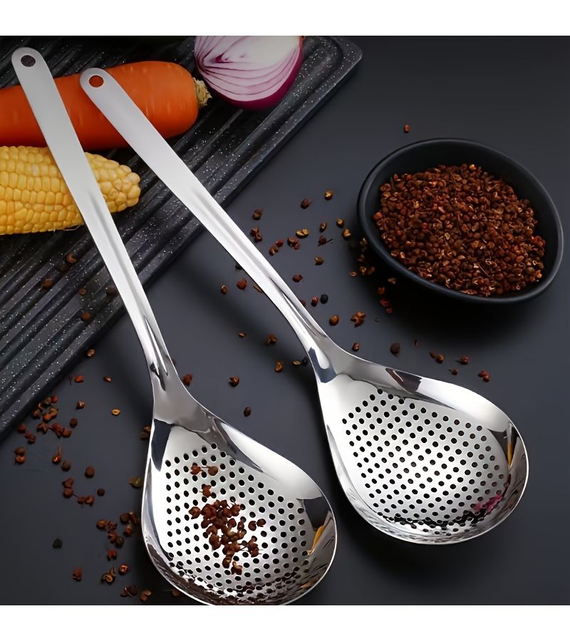 Stainless Steel Colander Skimmer Spoon Medium Size Kitchen Utensil - Image 5