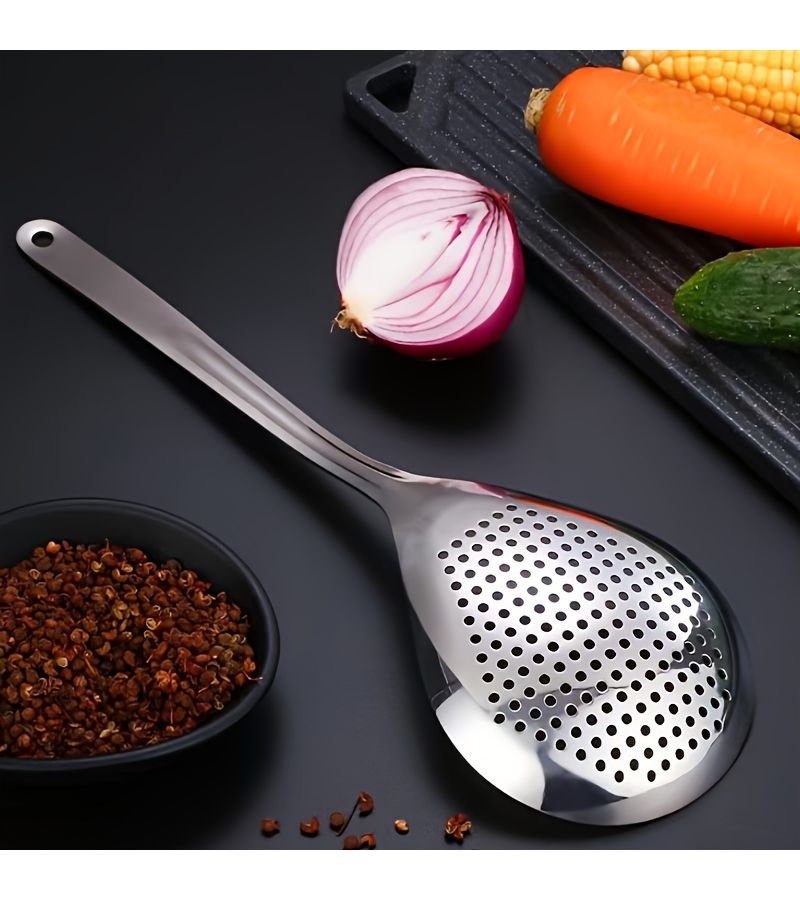 Stainless Steel Colander Skimmer Spoon Medium Size Kitchen Utensil - Image 4