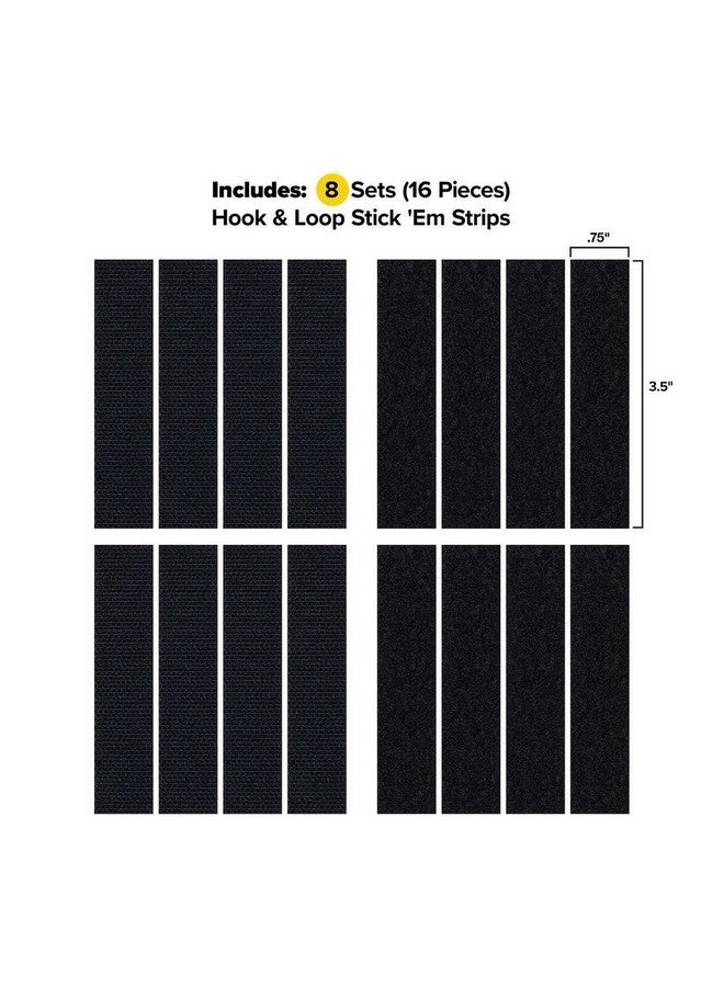 Wrap-It Storage 8-Sets Stick-Em Adhesive Backed Hook and Loop Fastener Strips Black 3.5 x 0.75 Inch 408-AS-35BL - Image 2