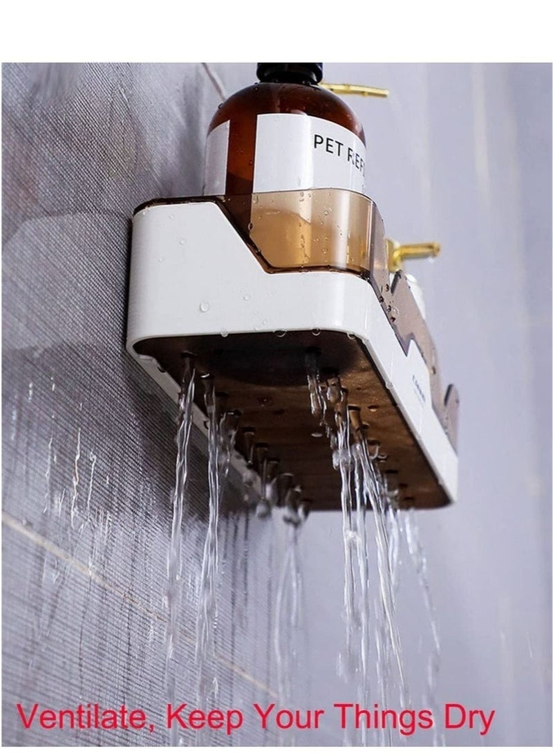 كيلا حامل دش مثبت على الحائط، عبوتان من رفوف تنظيم الحمام، رف لاصق، حامل أدوات المكياج، منظم دش، زاوية، سلة تخزين حوض الاستحمام، رف، حامل حمام، بدون حفر، رف توابل المطبخ - Image 4