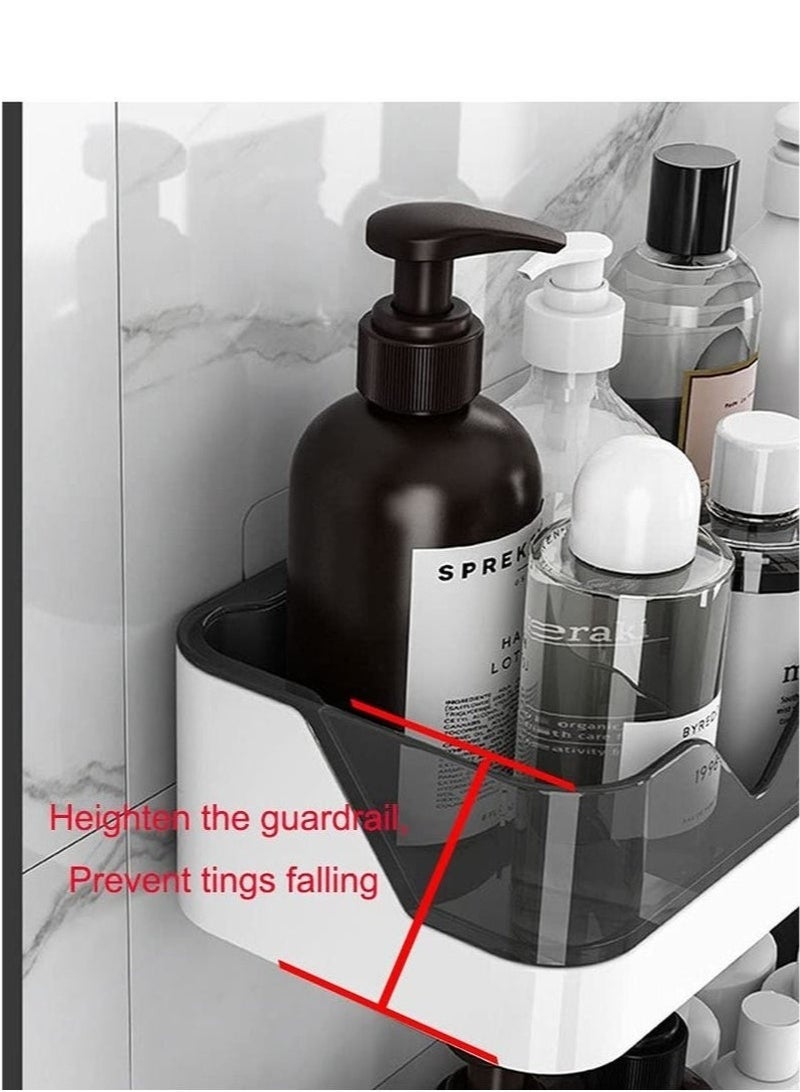 كيلا حامل دش مثبت على الحائط، عبوتان من رفوف تنظيم الحمام، رف لاصق، حامل أدوات المكياج، منظم دش، زاوية، سلة تخزين حوض الاستحمام، رف، حامل حمام، بدون حفر، رف توابل المطبخ - Image 5
