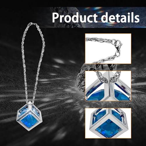Sylvil Bling Diamond Cube Car Rear View Mirror Charms, Crystal Sun Catcher Hanging Ornament for Automotive, Home Decor, Universal Vehicle Pendant Accessories for Women Girls (Blue) - Image 3