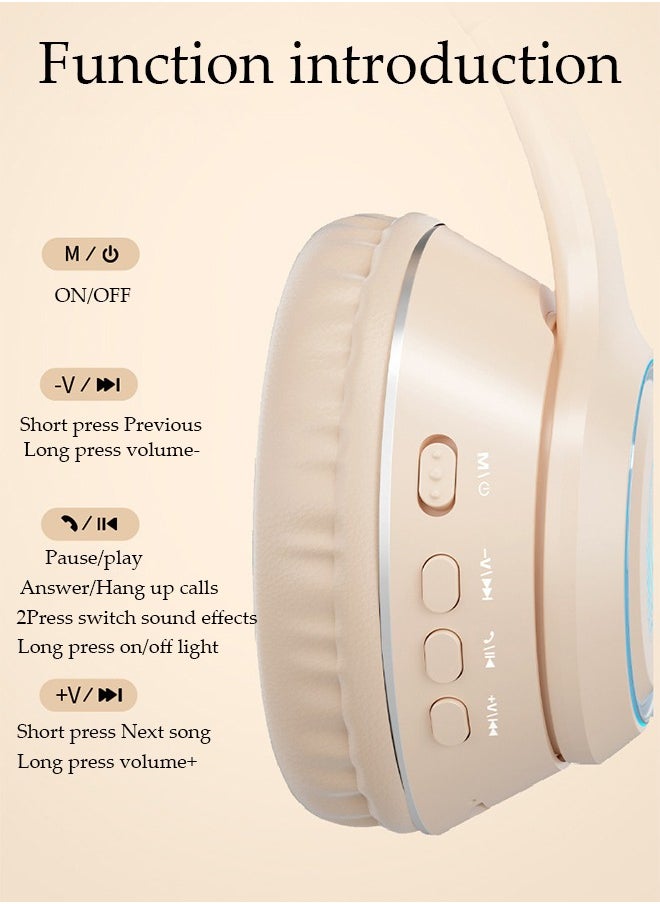 DUNISO Wireless Headphones Bluetooth With 7 Colors LED Light Over Ear Headset Gaming Headphones with HiFi Stereo Microphone and Soft Earpads for Cellphone PC Home Office  - Image 4