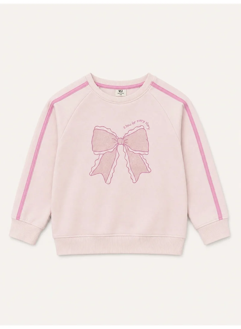 فكتور اند جين Girls Bow Graphic Sweatshirt and Wide Leg Pants Set