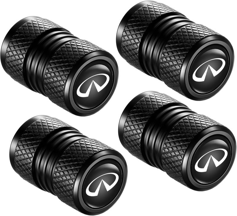 YHEESHIGN Tire Valve Stem Caps, Compatible with Infiniti Series Stem Cap Universal Car Air Cover Car Accessories for Cars, SUV, Truck, Motorcycles 4pcs （Black） - Image 2
