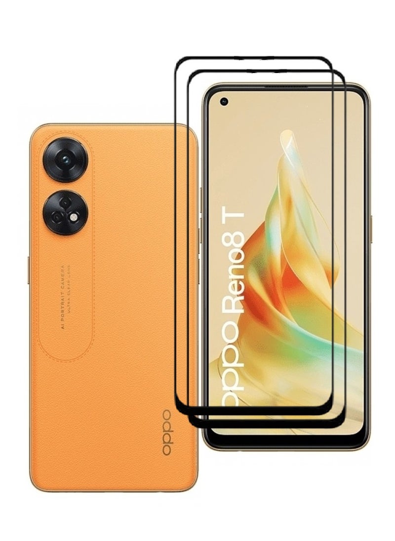 AINA 2 Pieces Tempered Glass Screen Protector 5D Designed For Oppo Reno8 T Full Glue Edge to Edge Full Screen Coverage And Bubble Free - Image 1