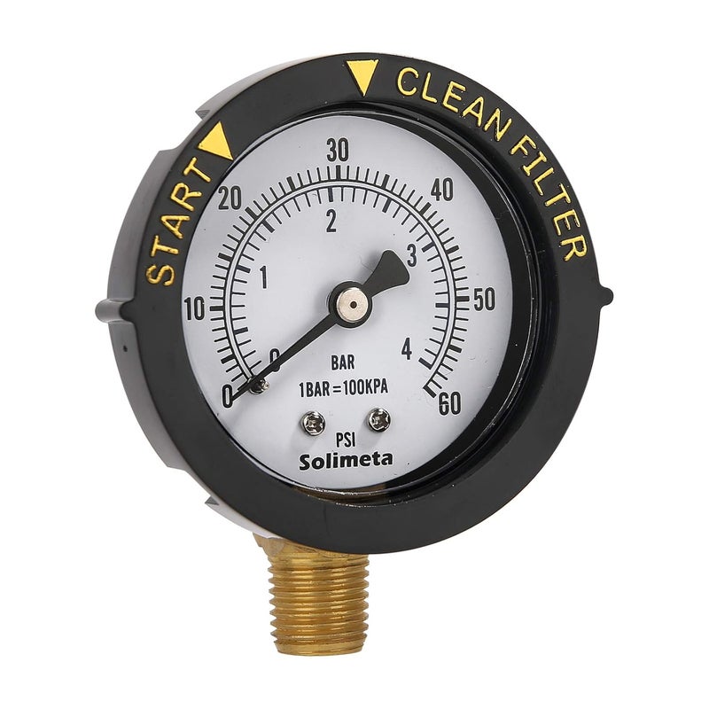 Solimeta 2" Start and Clean Filter Pressure Gauge, Water Pressure Gauge, Pool Filter Pressure Gauge, Swimming Pool Gauge, 1/4" NPT Lower Mount - Image 2