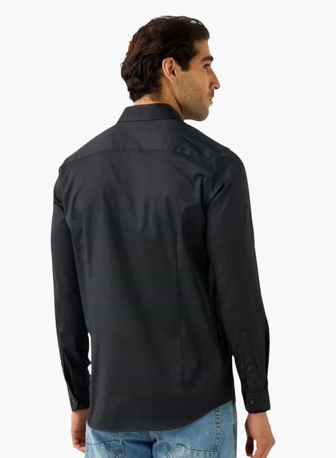 Emperor Emperor Embroidered Shirt with Collar and Long Sleeves