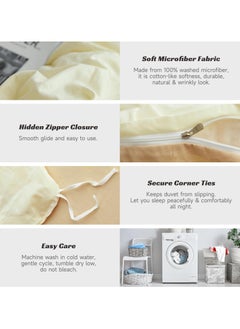 INFOSUN Duvet Cover Set King Size 4 Pcs, Include 1 Quilt Cover 220 x 240cm & 2 Pillow Cases 48 x 74cm & 1 Bedsheet 235 x 250cm, Super Soft Quality Cotton Bedding Set, NO Comforter - Milk Tea Cheese  - Image 5