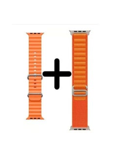 Generic X9 Ultra Smartwatch Series 9 IPS Display 2.2 Inch - Compass - Bluetooth V5.2 - two strap Silicone and Nylon - Blood Oxygen and Pressure and Heart Rate monitor Orange  - Image 3