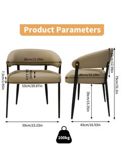 2 Pack Leather Dining Chairs for Dining Room Upholstered Dining Chairs with Armrest for Kitchen Microfiber Silicone Leather Metal Legs Curved Back - pzsku/Z4149574AA6BF2B5E774BZ/45/_/1730791634/01dea748-6218-4de0-814d-563df9393ed1