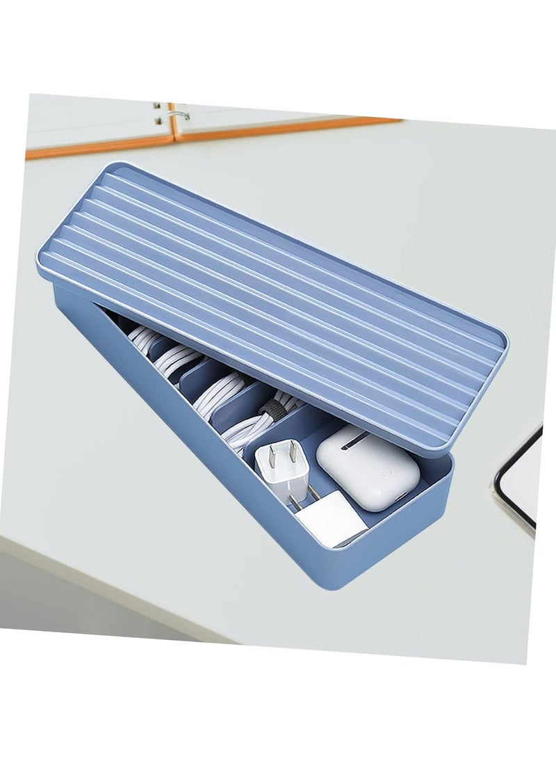 Oasisgalore 1 Pcs Box Storage Box Electronics Charging Cord Organizer （Blue）Electrical cords concealer Accessories - Image 2