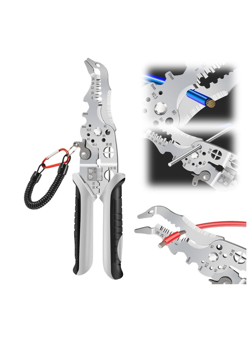 2024 New Upgrade CRV Multifunctional Wire Stripper Crimper Cable Cutter Pliers Professional Wire Stripping Tool with Wire Stripper Crimper Side Cutter Insulation Wire Stripping Crimping Pliers Tool - Image 1