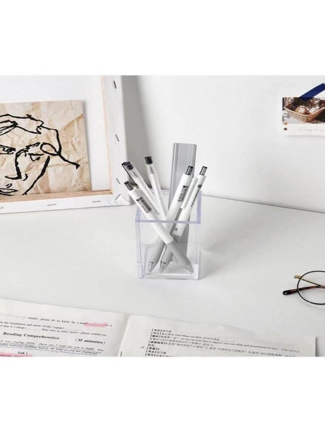 Solane 10 Pack Clear Acrylic Pen Holder Makeup Brush Holder Desktop Pencil Organizer Acrylic Pencil Cup Stationery Office Organizer Accessory for Office School Makeup Desk - Image 5