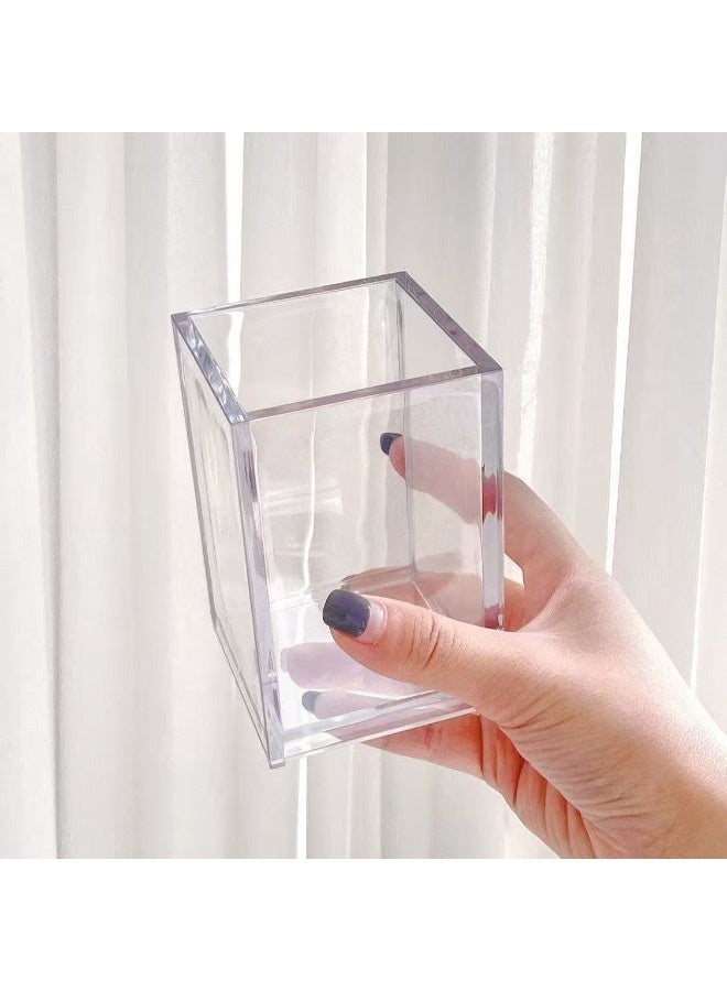 Solane 10 Pack Clear Acrylic Pen Holder Makeup Brush Holder Desktop Pencil Organizer Acrylic Pencil Cup Stationery Office Organizer Accessory for Office School Makeup Desk - Image 3