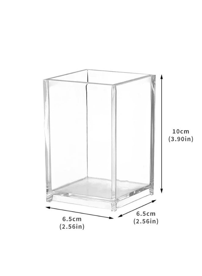 Solane 10 Pack Clear Acrylic Pen Holder Makeup Brush Holder Desktop Pencil Organizer Acrylic Pencil Cup Stationery Office Organizer Accessory for Office School Makeup Desk - Image 2