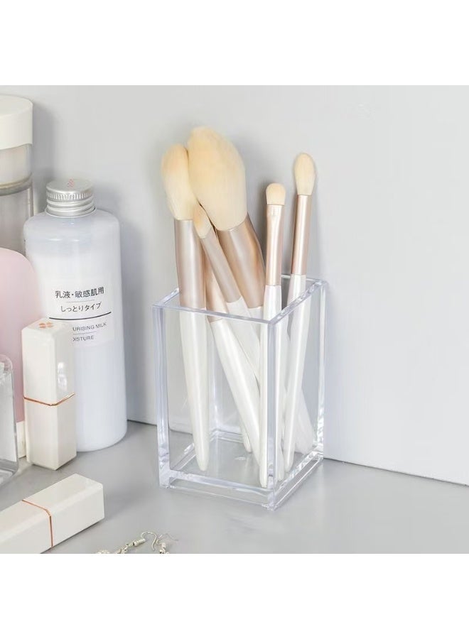Solane 10 Pack Clear Acrylic Pen Holder Makeup Brush Holder Desktop Pencil Organizer Acrylic Pencil Cup Stationery Office Organizer Accessory for Office School Makeup Desk - Image 1
