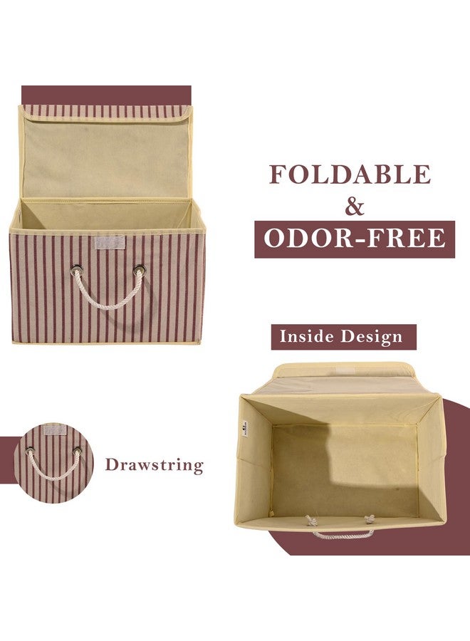 Kuber Industries Kuber Industries Set of 2 Foldable Organisers for Clothes - Large Closet Organizer for Toys, Books, Blankets, Space Saver Utility Box. Cream  - Image 5