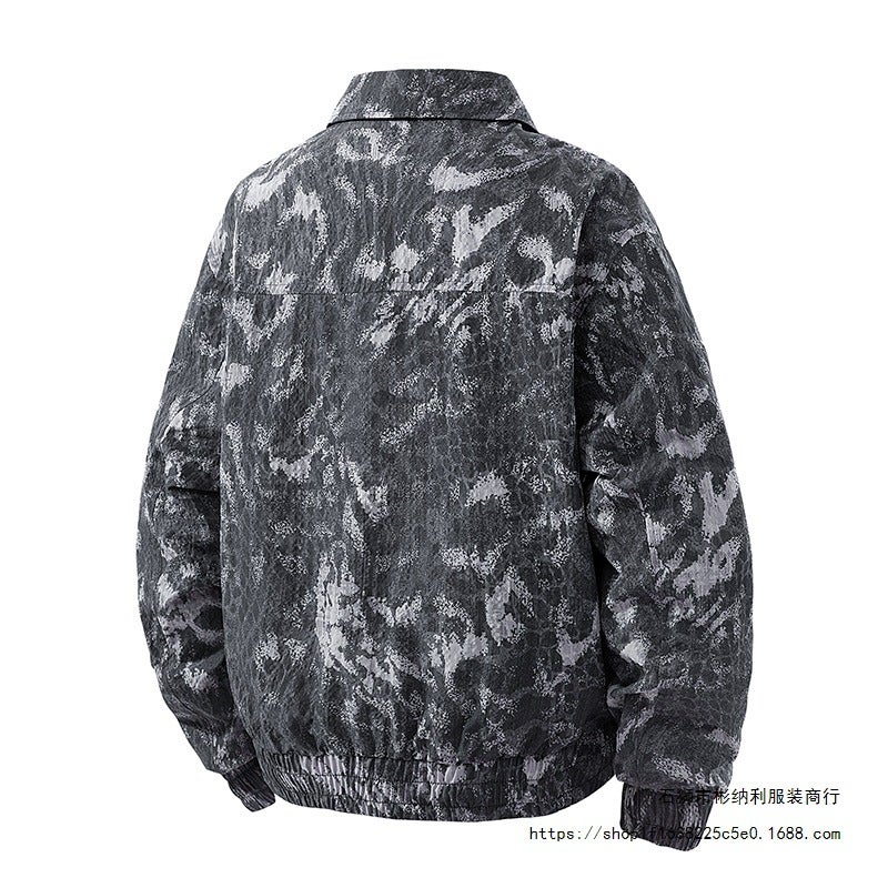Autumn Retro Distressed 25 Years Old New Distressed Versatile Bubble Jacket Men'S Fashion Camouflage Print Casual - Image 3