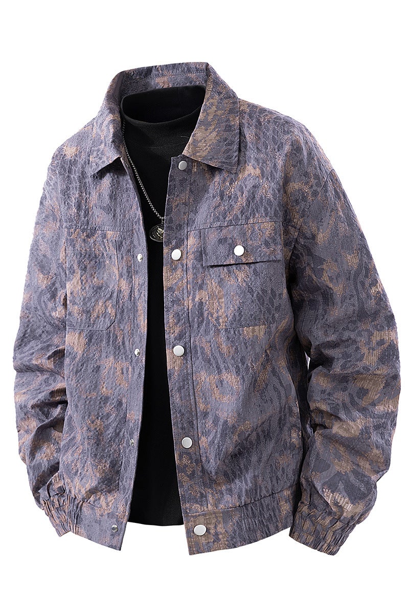 Autumn Retro Distressed 25 Years Old New Distressed Versatile Bubble Jacket Men'S Fashion Camouflage Print Casual - Image 1