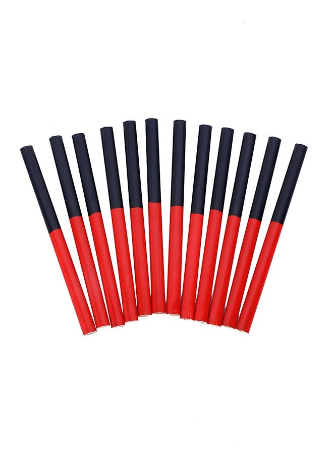 LAWAZIM Carpenter's Pencils -12 Piece Red/Black- Construction Pencils with Thick Solid Graphite Lead for Precise Marking on Wood, Metal Concrete - Ideal for Woodworking Carpentry Projects, Jobsite Use - Image 1