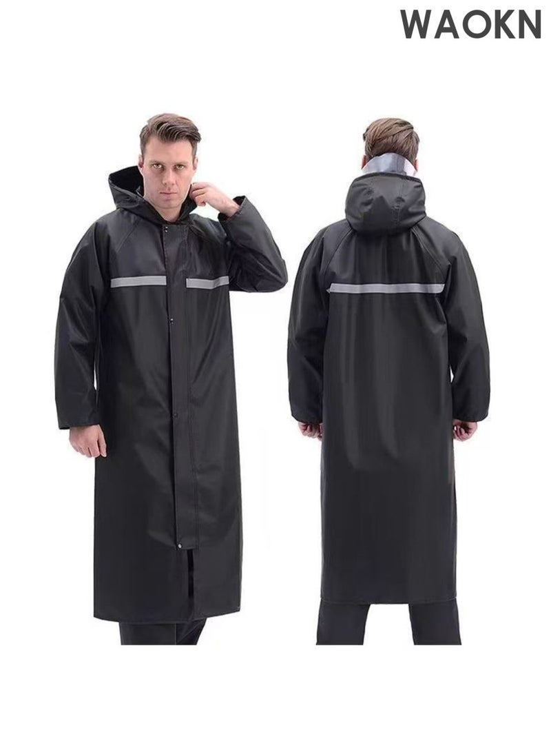 WAOKN Rain Suit Jacket Raincoat ,Hooded Rain Poncho ,Lightweight Emergency Jacket Rainwear for Men and Women Outdoor All-Sport Waterproof Breathable Anti-storm,Featuring a reflective strip design,a full body protective raincoat,black,WEIGHT(70-80KG). - Image 1