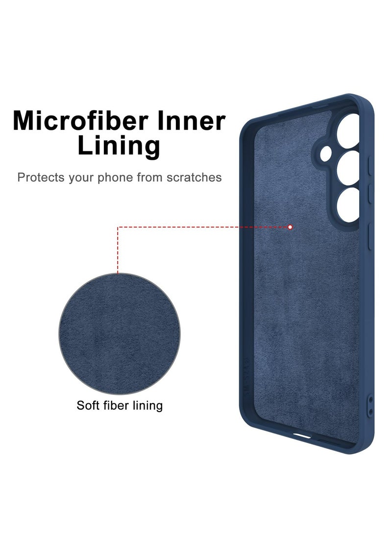Generic - Case Cover For Samsung Galaxy A55 5G Liquid Silicone Flexible Edges Anti-scratch and Shockproof Circular Ring Support Car Magnets Blue - Image 1