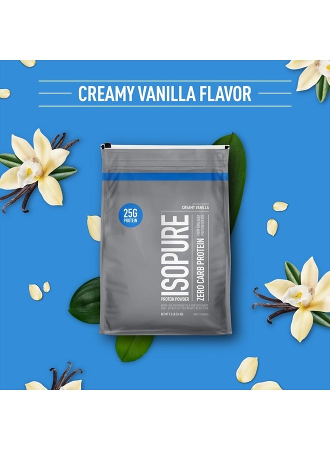 Isopure مسحوق بروتين، مصل اللبن المعزول خالي من الكربوهيدرات، خالي من الغلوتين، خالي من اللاكتوز، 25 جرام بروتين، صديق للكيتو، فانيليا كريمية، 110 وجبة، 7.5 رطل (قد تختلف التعبئة) - Image 2