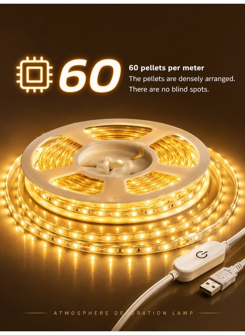 MODI 10M Warm White LED Strip Light 3000K, Flexible Cuttable Self Adhesive LED Tape Light, Non-RGB Single Color, Adjustable Brightness, Indoor Bedroom Ceiling Cabinet Decoration - Image 3