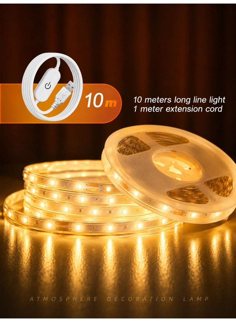 MODI 10M Warm White LED Strip Light 3000K, Flexible Cuttable Self Adhesive LED Tape Light, Non-RGB Single Color, Adjustable Brightness, Indoor Bedroom Ceiling Cabinet Decoration - Image 2