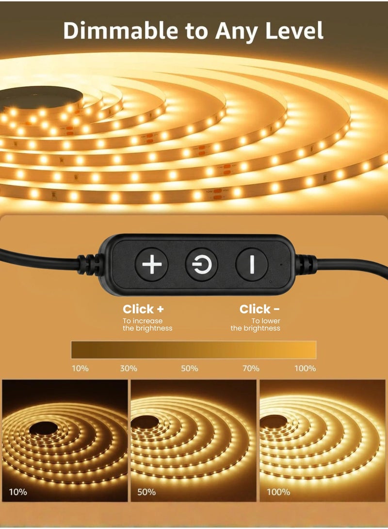 MODI 10M Warm White LED Strip Light 3000K, Flexible Cuttable Self Adhesive LED Tape Light, Non-RGB Single Color, Adjustable Brightness, Indoor Bedroom Ceiling Cabinet Decoration - Image 5