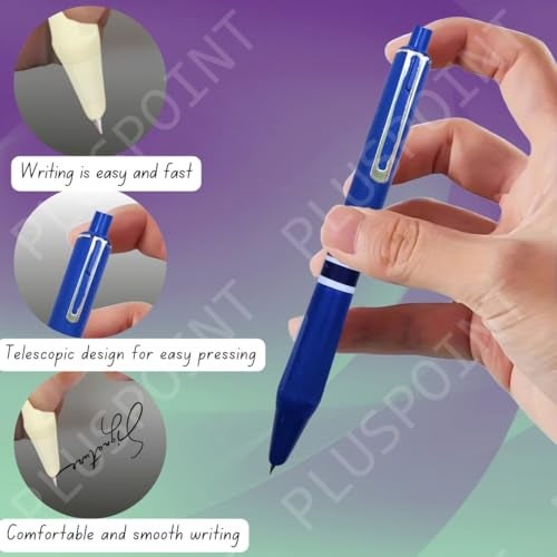 PLUSPOINT Fountain Pen for Students Iridium Tip Nib Refillable Click Fountain Pen Set(2 Pcs)with 6 Ink Refills Kawaii Stationery Gift for Kids|Perfect for Office and School Use(Oxford pen),Blue - Image 4