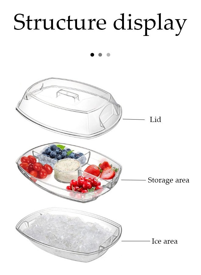 DUNISO Fruit Ice Serving Tray, 3 Layer Chilled Veggie Tray, Appetizer Serving Platter For Parties, With Lid, Suitable For Gatherings, Restaurants, And Picnics  - Image 5