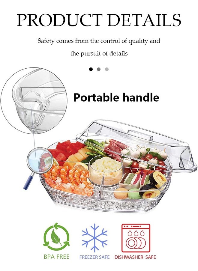 DUNISO Fruit Ice Serving Tray, 3 Layer Chilled Veggie Tray, Appetizer Serving Platter For Parties, With Lid, Suitable For Gatherings, Restaurants, And Picnics  - Image 4