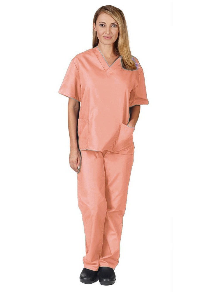 Loquat Womens Medical Scrubs Set Medical Uniform Set Pink - Image 1