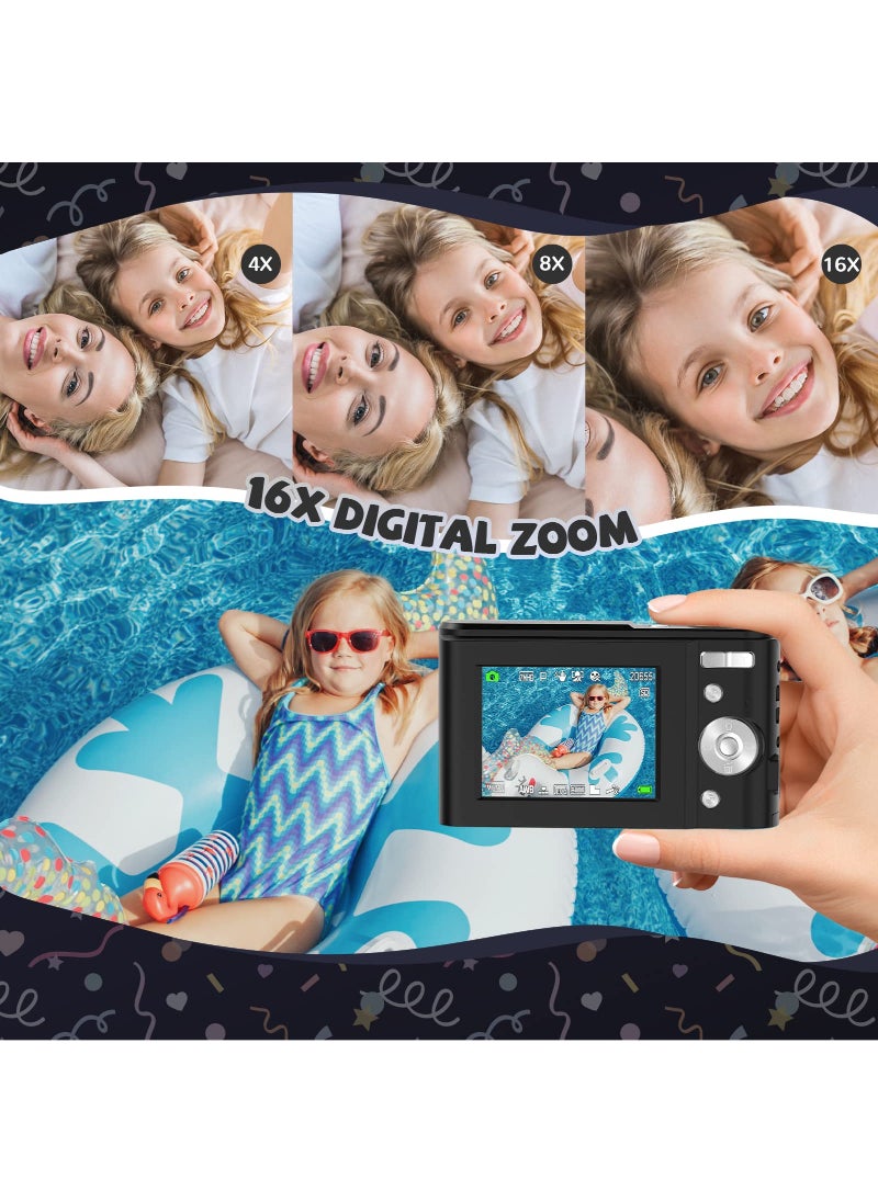 Generic - Digital Camera Autofocus Vlogging Camera Fhd 1080P 48MP With 16X Digital Zoom Compact Camera Portable Mini Camera Black - Image 1
