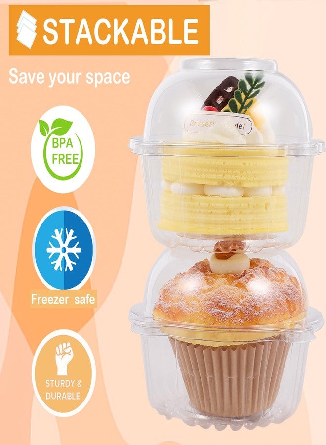Dyrfolm 50 Pack Cupcake Holders Individual,Plastic Single Muffin Dome Holders Cases,Disposable Clear Cupcake Boxes Individual, Single Cupcake Container with Airtight Dome Lid for Party - Image 4