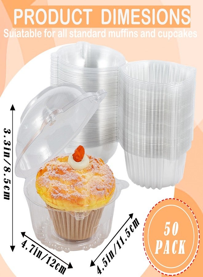Dyrfolm 50 Pack Cupcake Holders Individual,Plastic Single Muffin Dome Holders Cases,Disposable Clear Cupcake Boxes Individual, Single Cupcake Container with Airtight Dome Lid for Party - Image 2