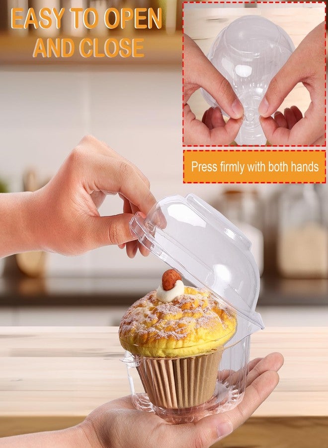 Dyrfolm 50 Pack Cupcake Holders Individual,Plastic Single Muffin Dome Holders Cases,Disposable Clear Cupcake Boxes Individual, Single Cupcake Container with Airtight Dome Lid for Party - Image 3